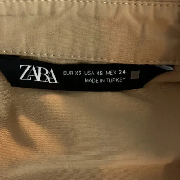 Zara 100% cotton oversized camel Button Down Shirt size XS - Picture 12 of 13